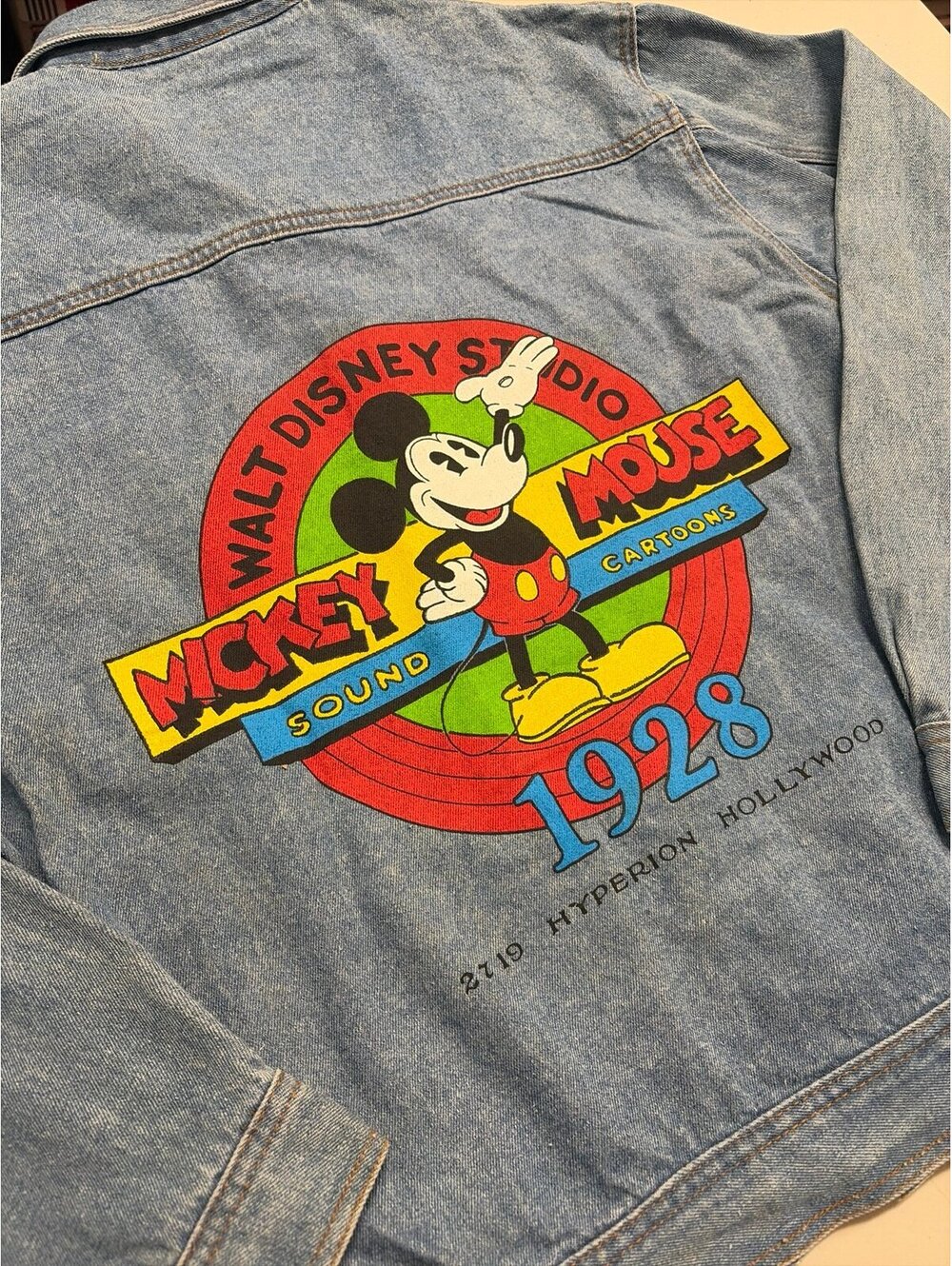 NWT - Vintage Disney Mickey Mouse Sound Cartoons Denim Jean Jacket Large